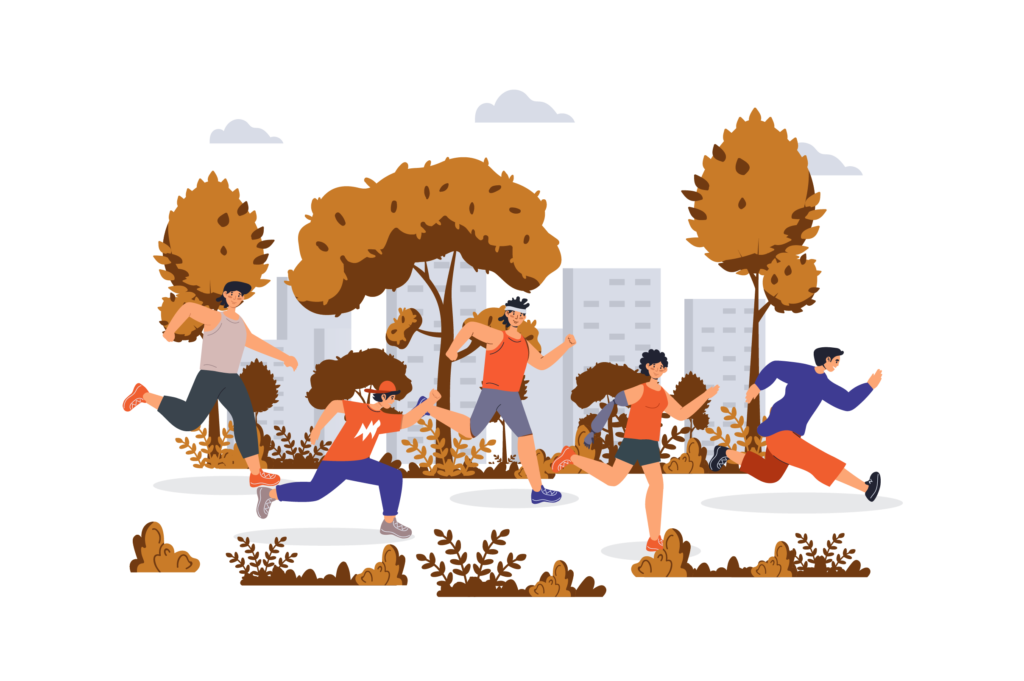 sport : cinq personne font de la course à pied