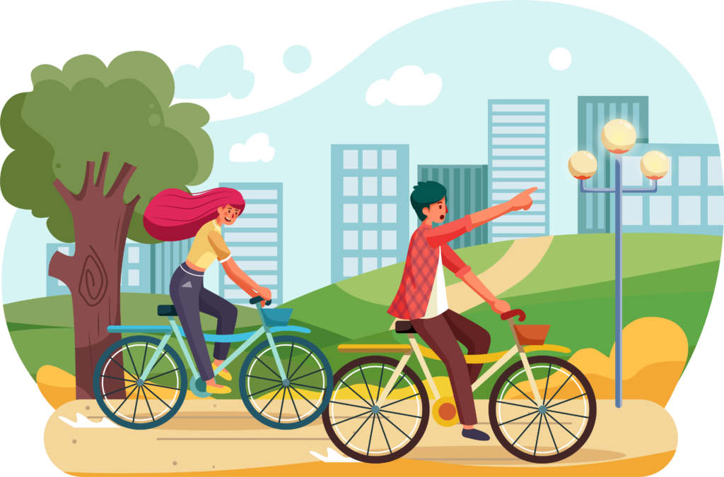 sport : une femme et un homme qui font du vélo