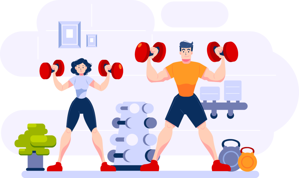 sport : un homme et une femme font de la musculation