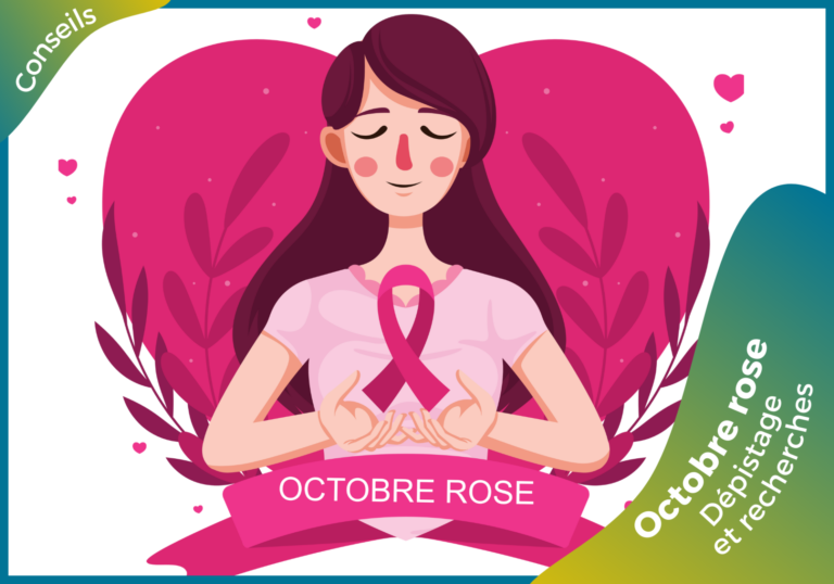 Octobre rose : une femme avec le ruban rose dans un coeur