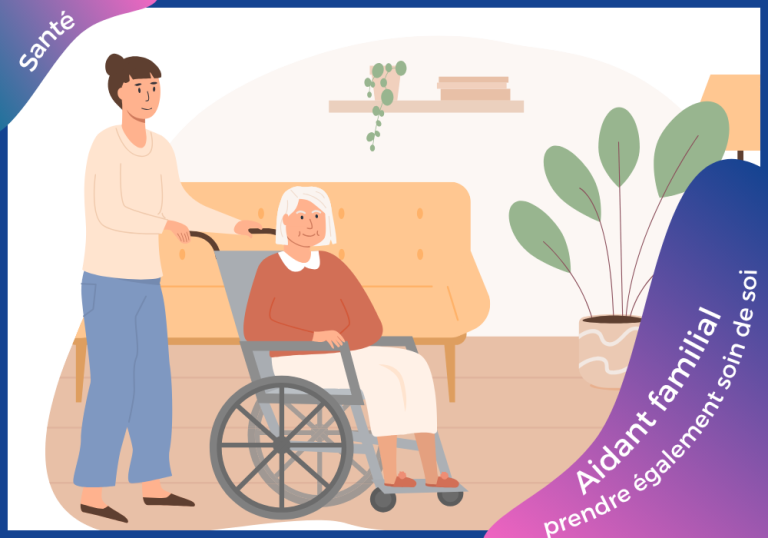 Aidant familial : une femme jeune pousse une femme âgée en fauteuil